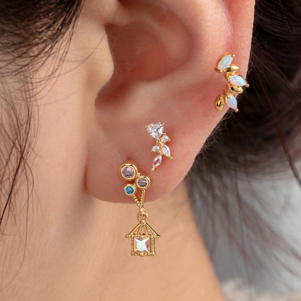 1 Piece Simple Series Classic Balloon House Titanium Steel   Gold Color Material Zircon Women's Dangle Earrings Picture4